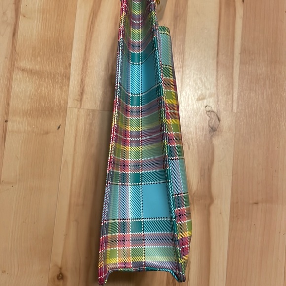 Baekgaard tartan brights tote bag in Caribbean Blue BNWT - Picture 3 of 10